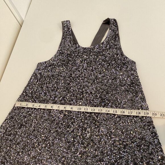 Alice + Olivia Silk Gray Blue Sequin A-line Shift Tank Mini Dress Size Small - Picture 11 of 13